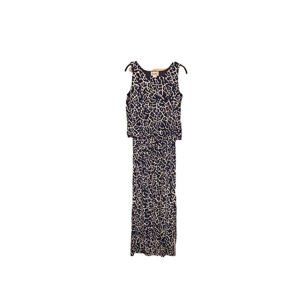 Anthony Richards navy blue and white Sleeveless maxi dress size medium